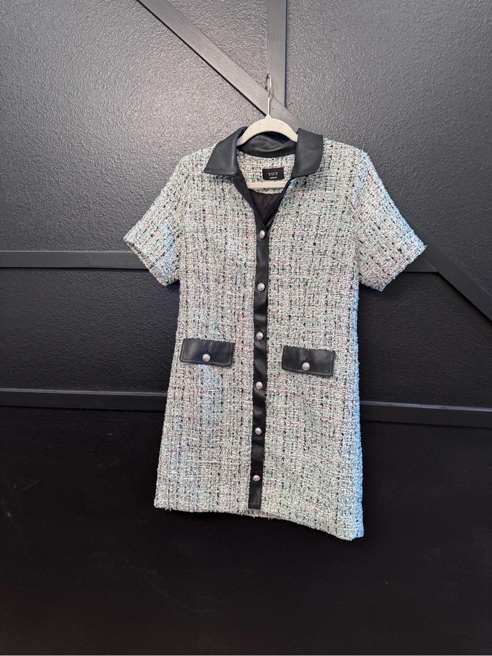 Vici Tweed Mini Dress with Black Trim